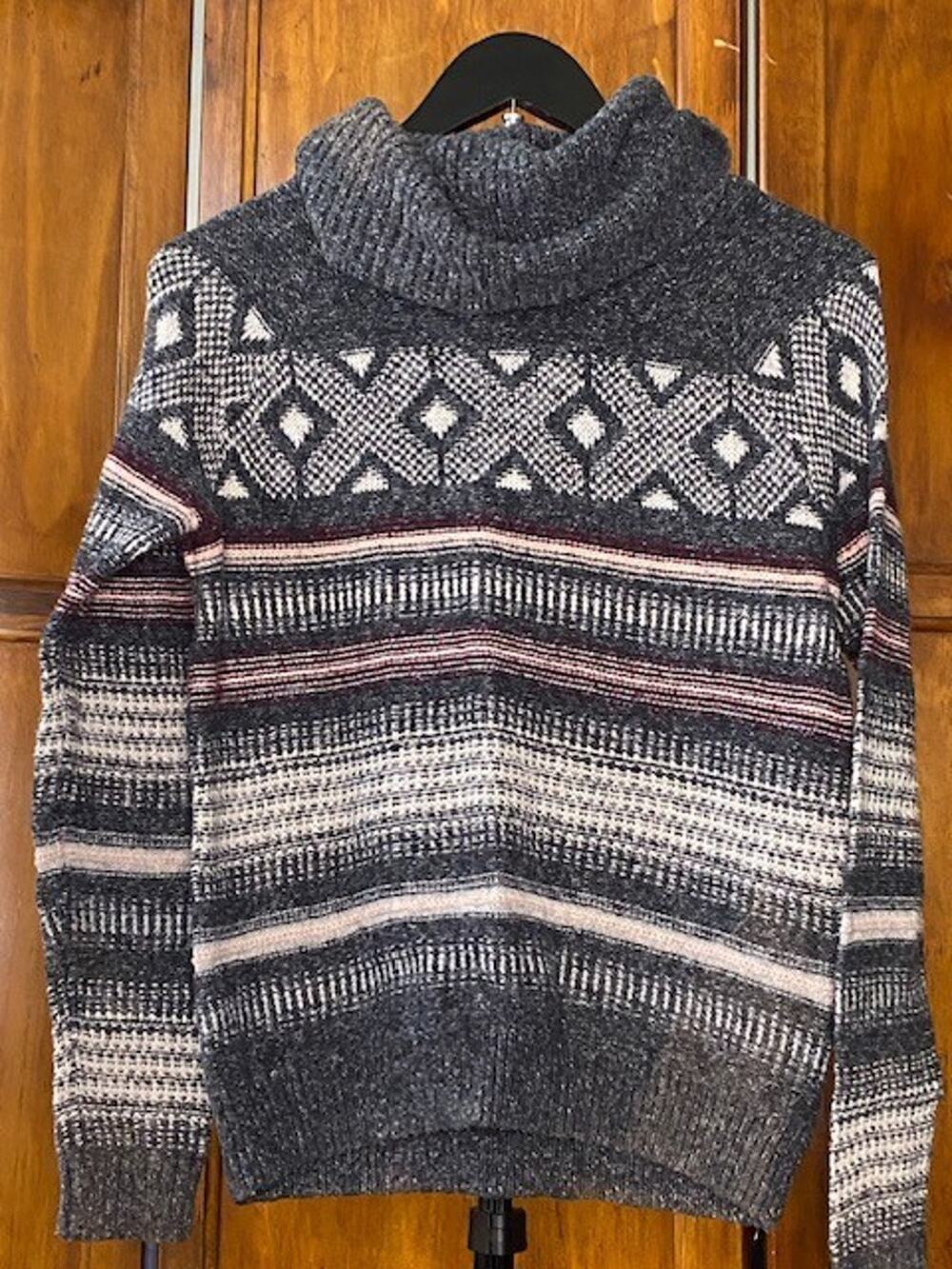 Hollister Womens Small Open Front Shawl Collar Sweater Fair Isle